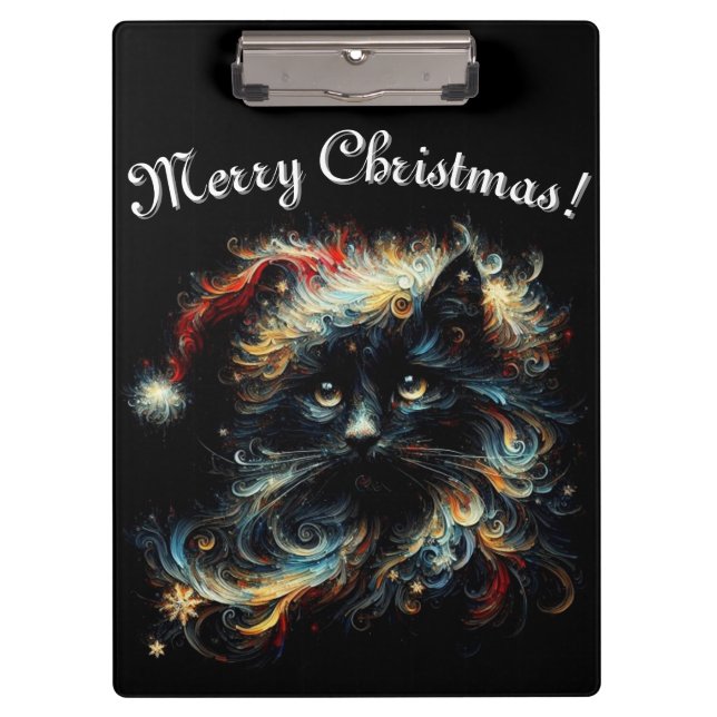 Pranchetas Gato Negro Whimssso Papai noel Natal Hato Sazonal (Frente)