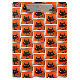 Pranchetas Gato Preto do Dia das Bruxas Quadrados Laranja Car