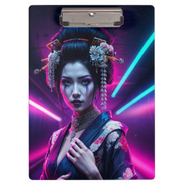 Pranchetas Geisha with Neon Background – Fridge Magnet Art