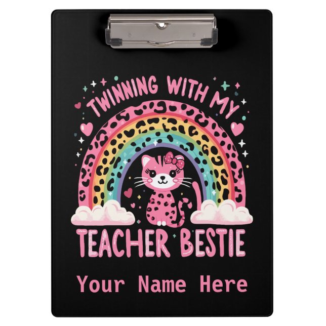 Pranchetas Geminando com meu professor Bestier Rainbow Cat Lo (Frente)