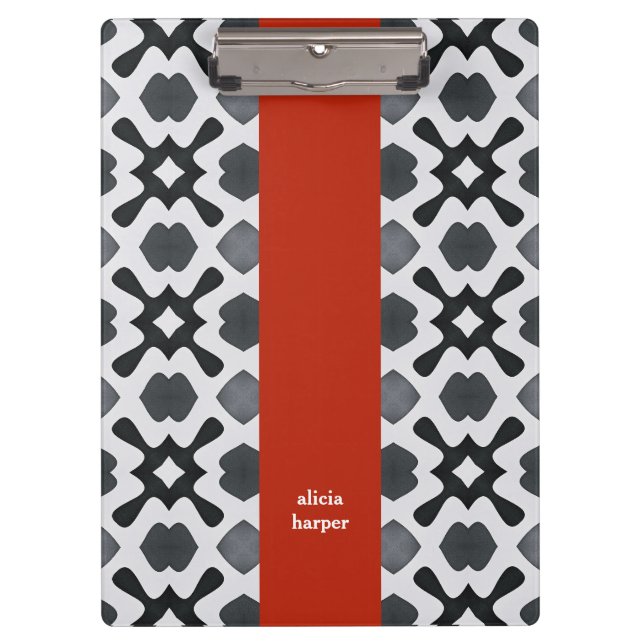 Pranchetas Geometria Preta e Branca com Área de Transferência (Frente)