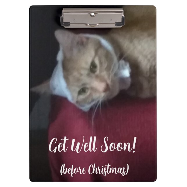Pranchetas Ginger Cat Photo Get Well Soon , (Frente)