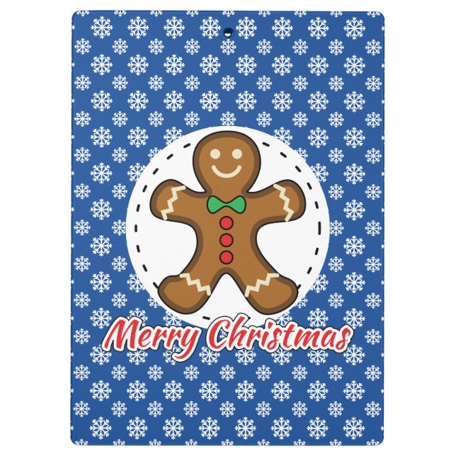 Pranchetas Gingerbread - Blue Snowflakes Pattern - Merry Xmas (Verso)