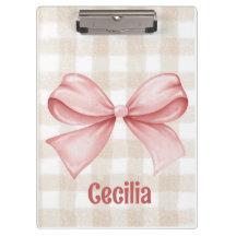 Gingham bege e rosa com arco de aquarela