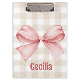 Pranchetas Gingham bege e rosa com arco de aquarela