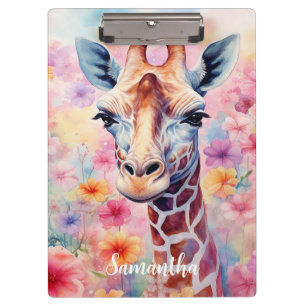 Pranchetas Girafa Bonita em Flores Rosa