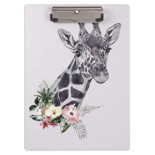 Pranchetas Giraffe Lover Giraffe Animal Com Flor (Frente)
