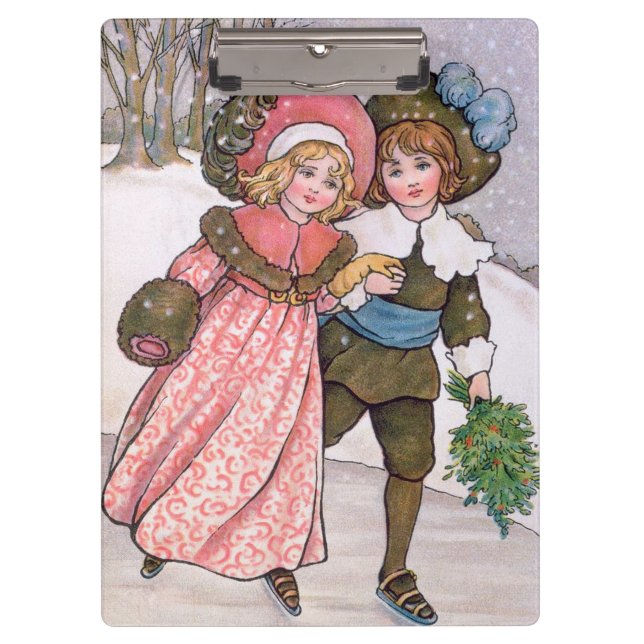 Pranchetas Girl and boy ice skating - Florence Hardy (Frente)