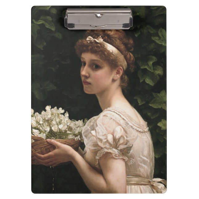 Pranchetas Girl With Pea Blossoms (por Edward Poynter) (Frente)