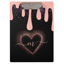 Girly Blush Rosa Pintura Gotejamento Glitter Monog