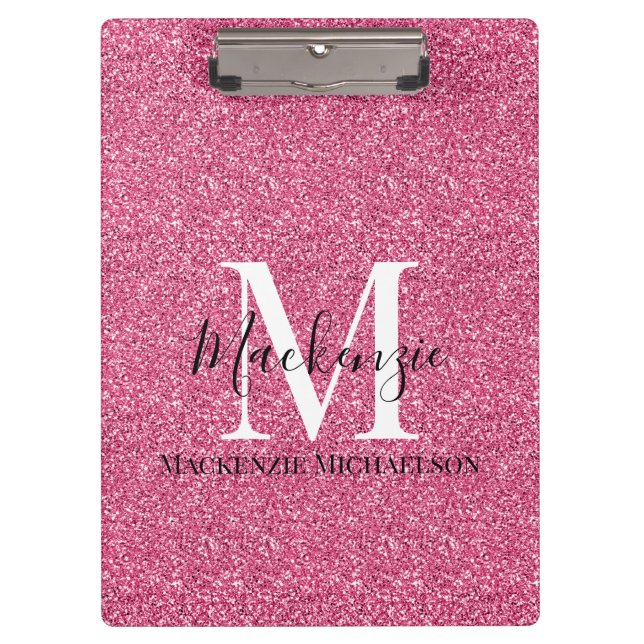 Pranchetas Girly Pink Glitter Monographic Name (Frente)