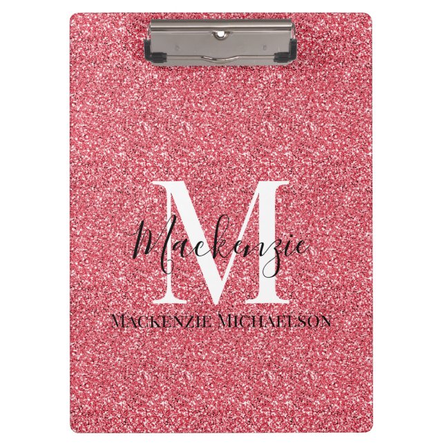 Pranchetas Girly Pink Red Glitter Monographic Name (Frente)