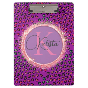 Pranchetas Glam Leopard Pink e Monograma Roxo
