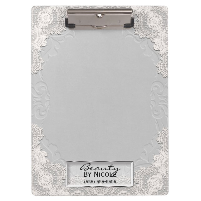 Pranchetas Glama Chic Elegante de Lace Branco Personalizado (Frente)