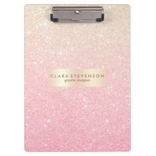 Pranchetas Glitter bonito de ouro com gradiente cinzento rosa