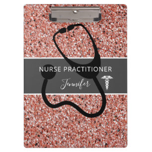 Pranchetas Glitter Dourado Rosa de enfermeiro personalizado