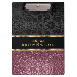 Pranchetas Glitter Dourado rosa e Damasco preto