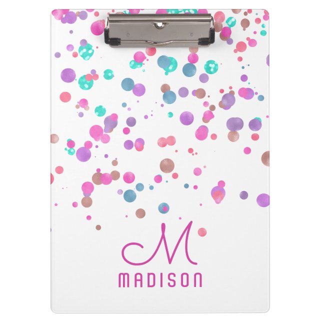 Pranchetas Glitter e Monograma de Foil Confetti (Frente)