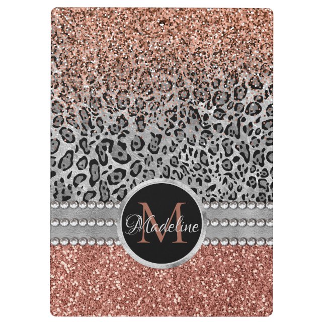 Pranchetas Glitter Leopard Monogramo Rosa (Verso)