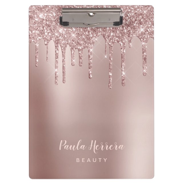 Pranchetas Glitter na moda de cobre, rosa de cobre, gotas de  (Frente)