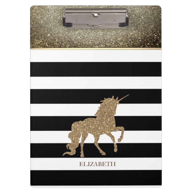 Pranchetas Glitter Unicorn, Stripes - Personalizado (Frente)