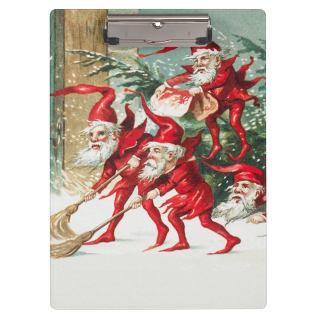 Pranchetas Gnomes sweeping snow with a broom (Frente)