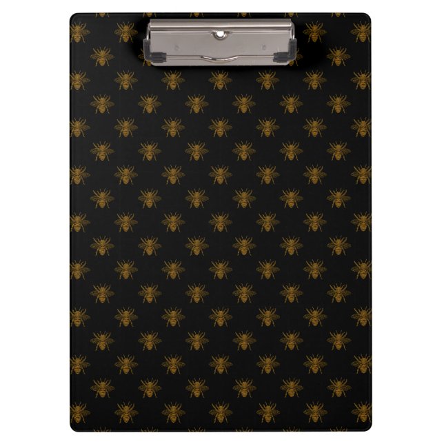 Pranchetas Gold Metallic Foil Bees on Black (Frente)