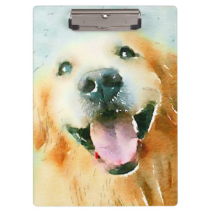 Pranchetas Golden retriever de sorriso na aguarela