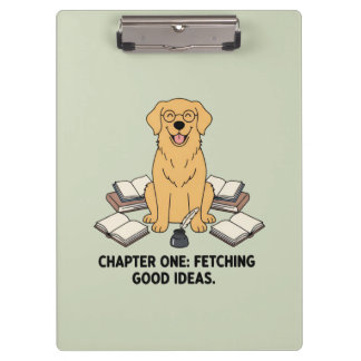 Pranchetas Golden Retriever Dog Academic Vibes Green Writing 