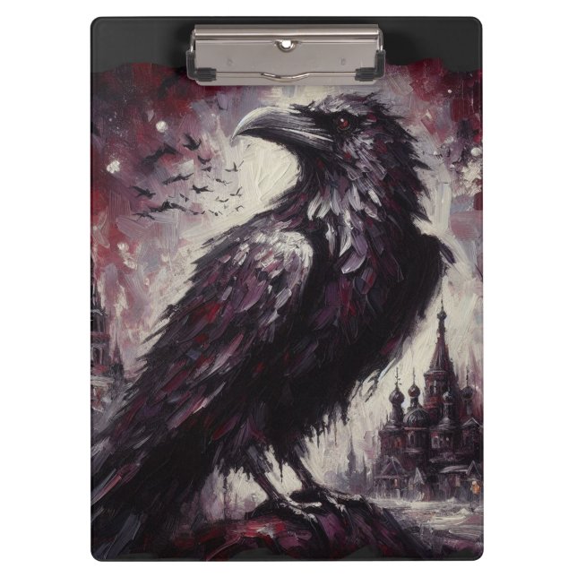 Pranchetas Gótica Raven Crow Bird Pintura de Cinzas Negra (Frente)