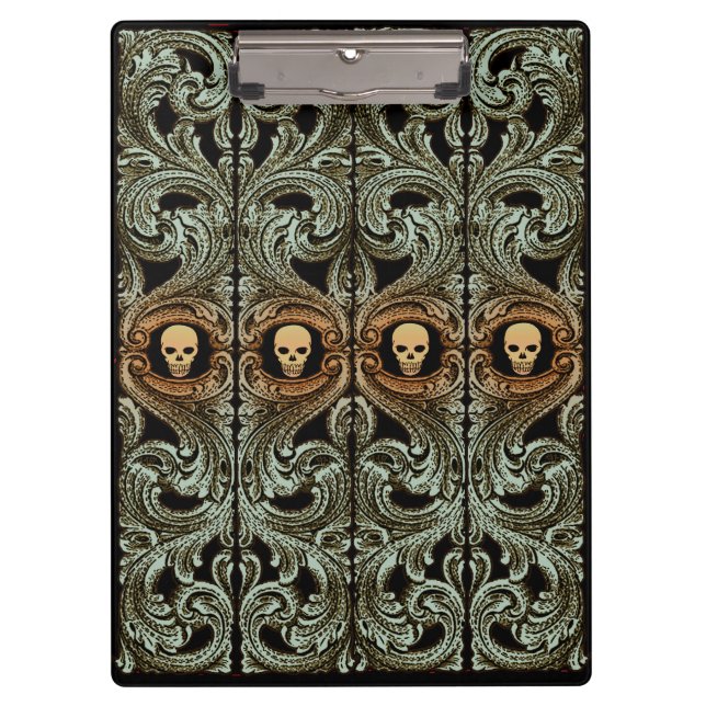 Pranchetas Gótico Sage Verde Ornament Com Crânio (Frente)