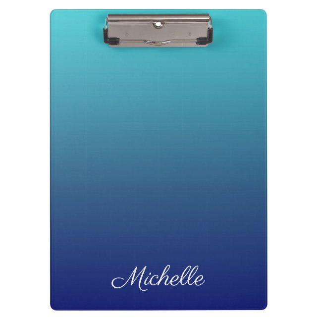 Pranchetas Gradiente azul-ombre personalizado (Frente)