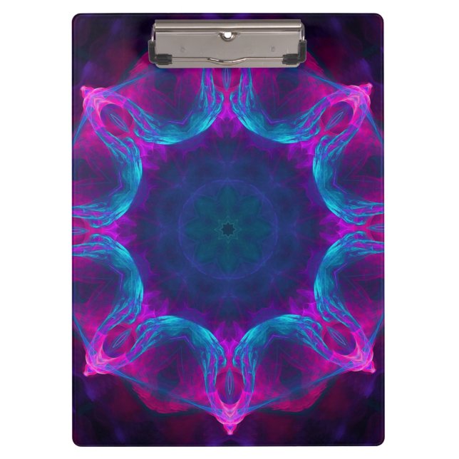 Pranchetas Gradiente de Caleidoscópio Escuro e Azul Neon (Frente)