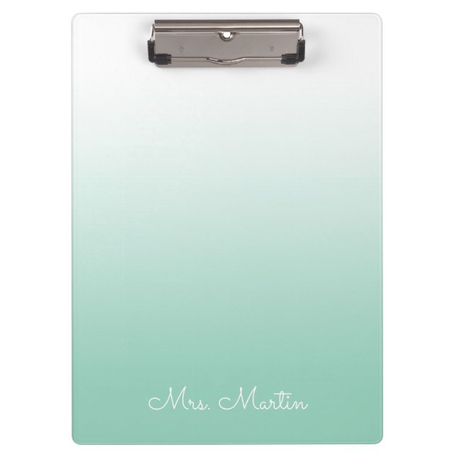 Pranchetas Gradiente Teal Claro Personalizado Professor (Frente)