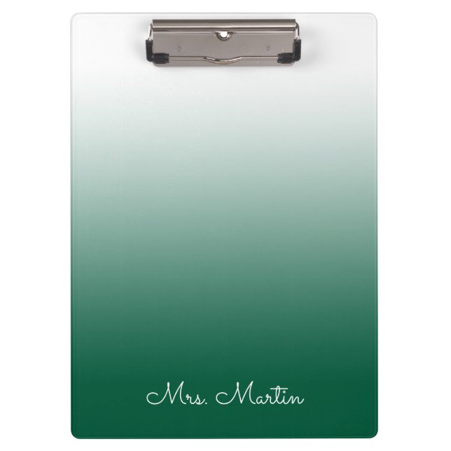 Pranchetas Gradiente Verde Caçador Personalizado Professor (Frente)