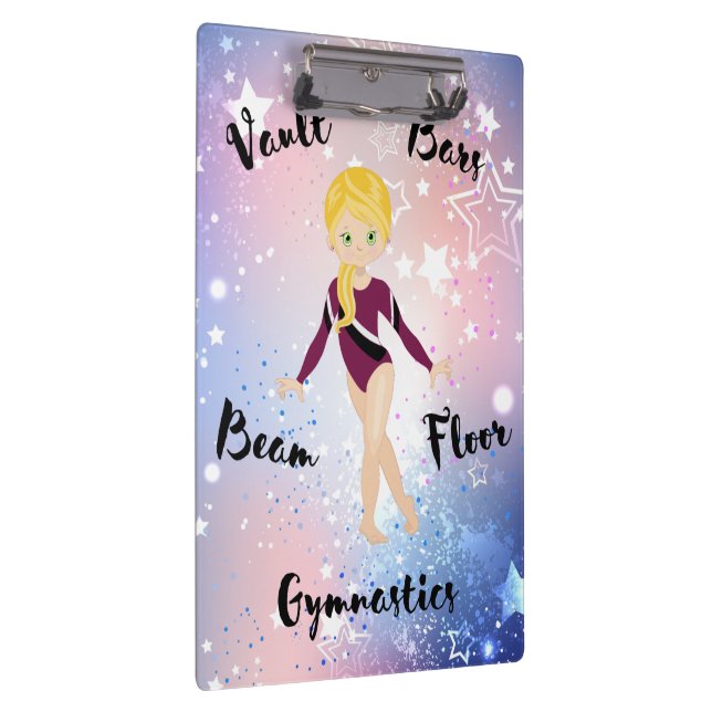 Pranchetas Gym Star Blonde, Olhos Verdes, Borgonha Leotard (Direita)