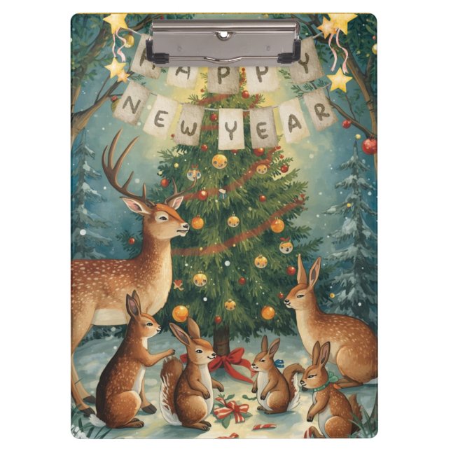Pranchetas Happy New Year Woodland Animal (Frente)