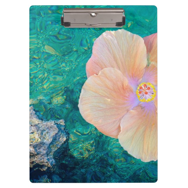 Pranchetas Hibisco flor rosa turquesa oceano havaiano (Frente)