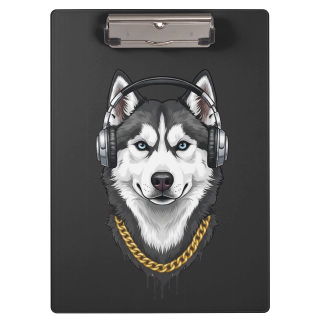 Pranchetas Hip-Hop Husky – Cool Streetwear Dog (Frente)