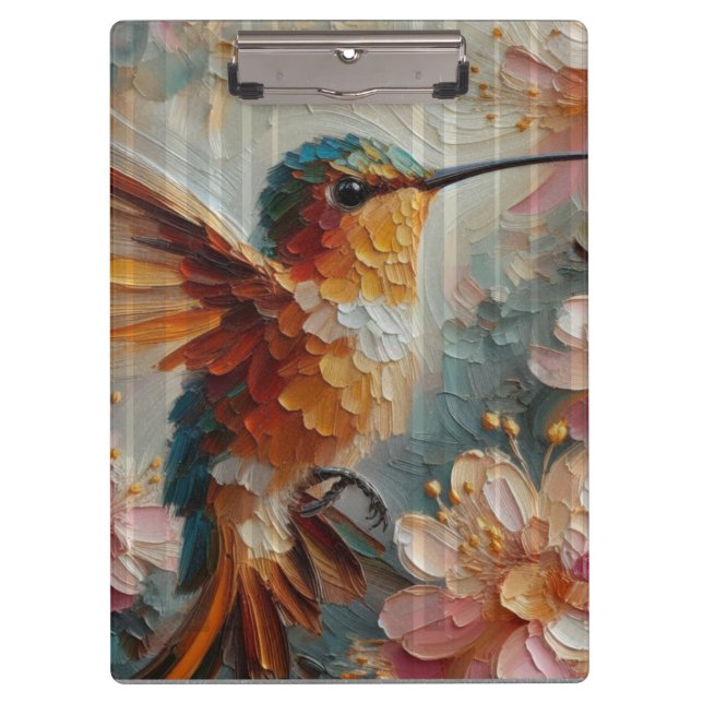 Pranchetas Hummingbird & Floral Art Clipboard – Textured  (Frente)