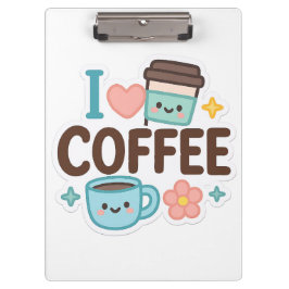 Pranchetas I Love Coffee Cute Kawaii Sticker – Adorable Coffe