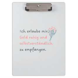 Pranchetas Ich erlaube mir, Geld ruhig und selbstverständlich