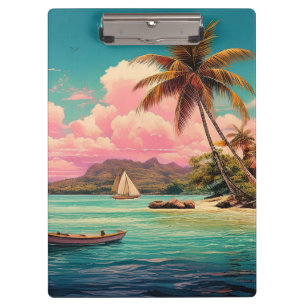 Pranchetas Ilha de colheita havaiana, palmeira, barco, rosa