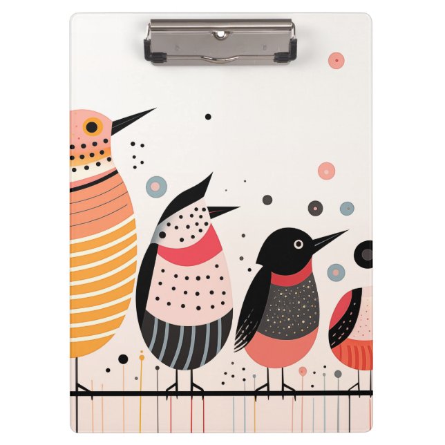Pranchetas Ilustração de aves com pontos e faixas (Frente)