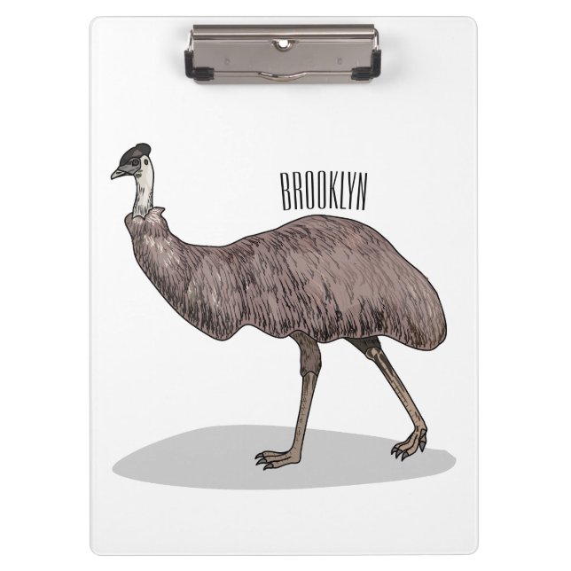 Pranchetas Ilustração de desenho animado de aves da Emu (Frente)