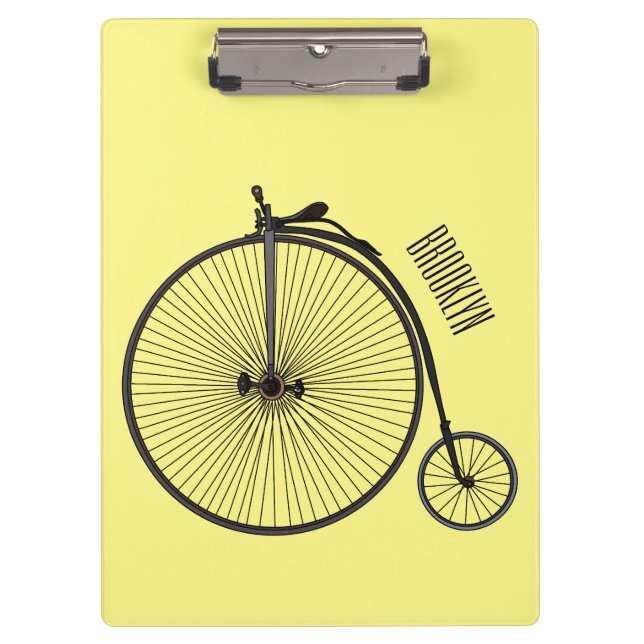 Pranchetas Ilustração de desenho animado de bicicleta de alta (Frente)