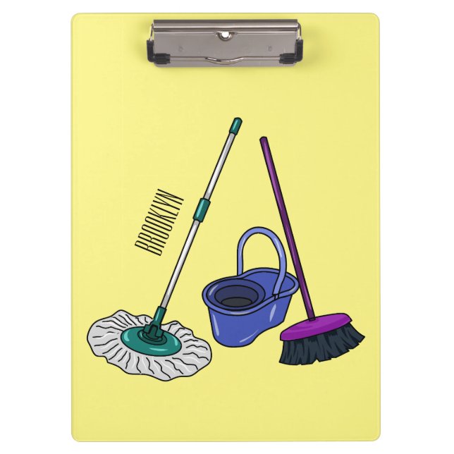 Pranchetas Ilustração de desenho animado de Broom & mop (Frente)