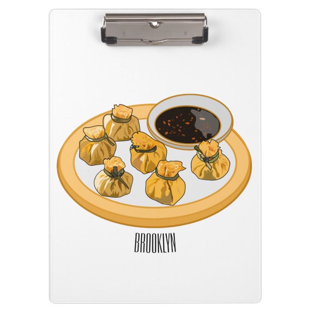 Pranchetas Ilustração de desenho animado de camarão tailandês (Frente)