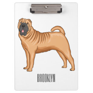 Pranchetas Ilustração de desenho animado de cão Shar-Pei chin