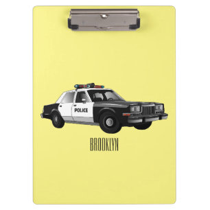 Pranchetas Ilustração de desenho animado de carro da polícia